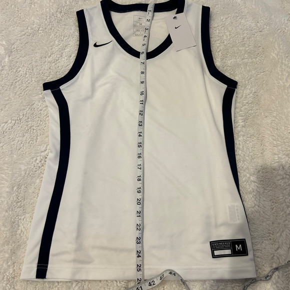 Nike NWT Womens White/Navy Sleeveless Basketball Shirt Size Medium - Picture 4 of 7
